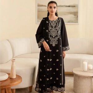 Elegant Black and White Embroidered Dress